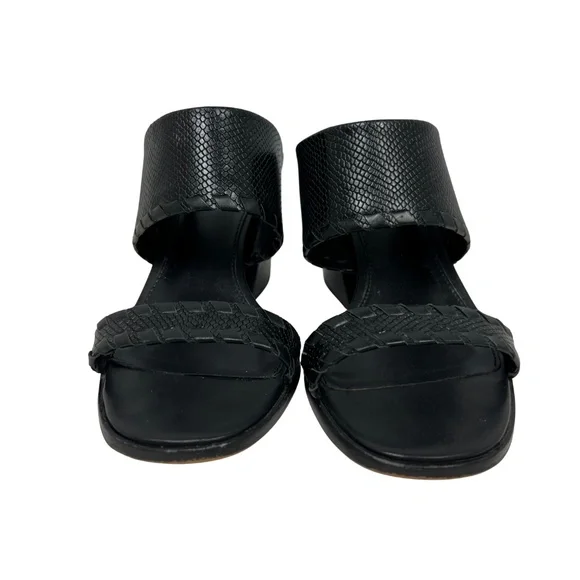 Vince Camuto Black Leather Snake Skin Kafinny Sandal Stacked Block Heel Size 7M - Picture 5 of 11